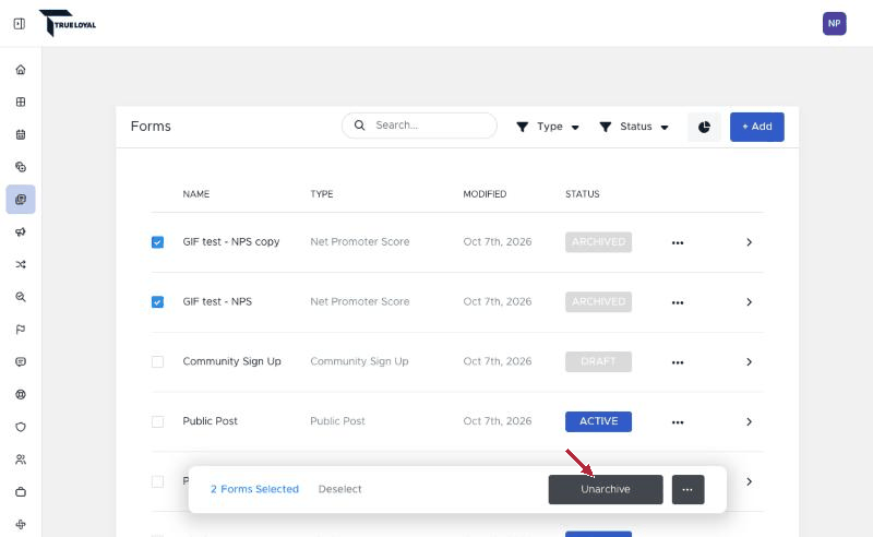How to bulk unarchive forms - Form Builder