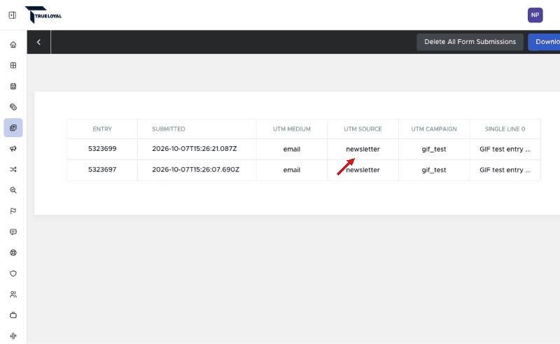 UTM values in the form report - Form Builder