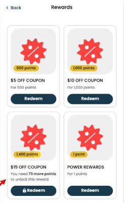 Ineligible reward in the member dashboard