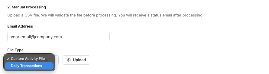 Batch Mode manual processing upload